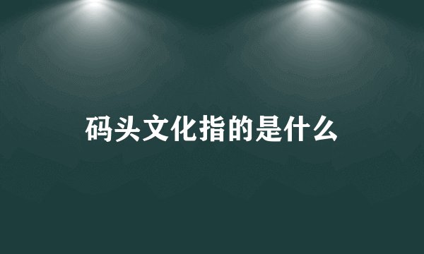 码头文化指的是什么