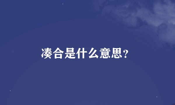 凑合是什么意思？