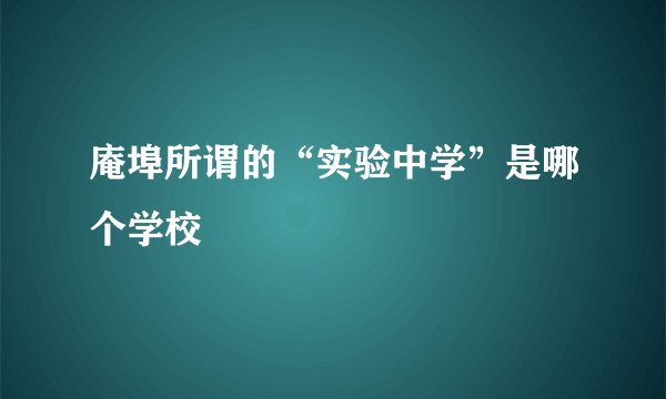 庵埠所谓的“实验中学”是哪个学校