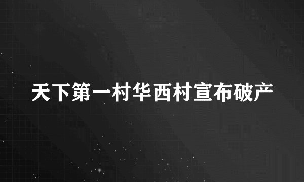 天下第一村华西村宣布破产