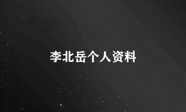 李北岳个人资料