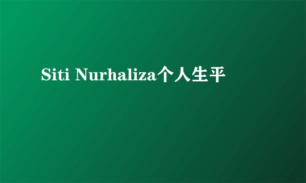 Siti Nurhaliza个人生平