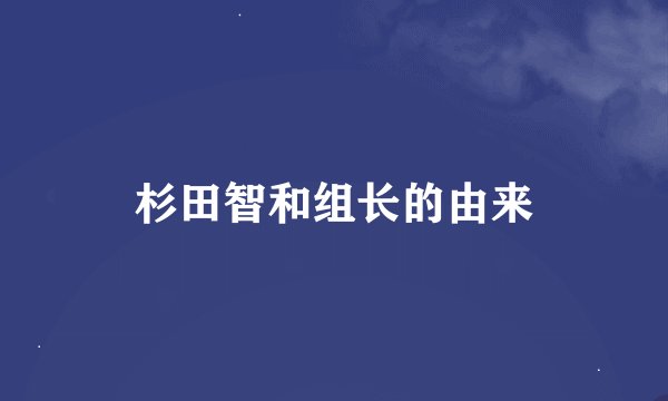 杉田智和组长的由来