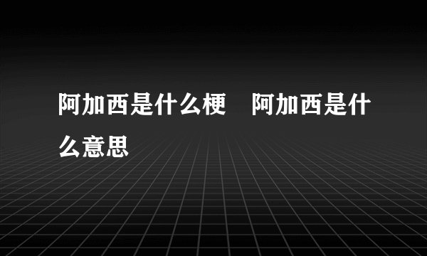 阿加西是什么梗 阿加西是什么意思