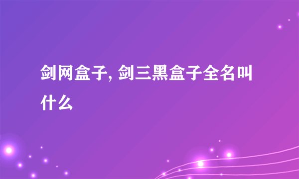 剑网盒子, 剑三黑盒子全名叫什么