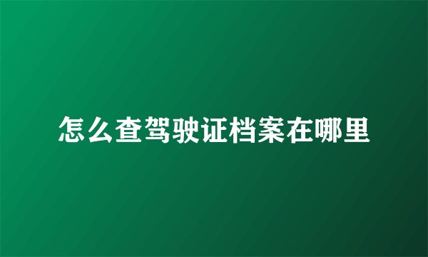 怎么查驾驶证档案在哪里