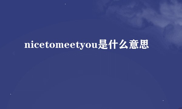 nicetomeetyou是什么意思