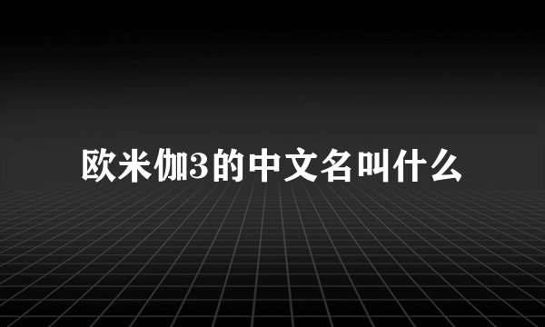 欧米伽3的中文名叫什么
