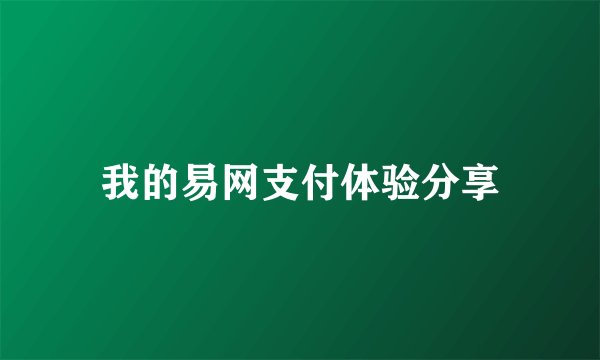 我的易网支付体验分享