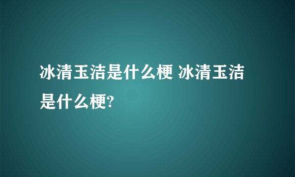 冰清玉洁是什么梗 冰清玉洁是什么梗?