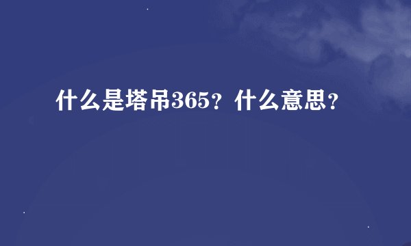什么是塔吊365？什么意思？