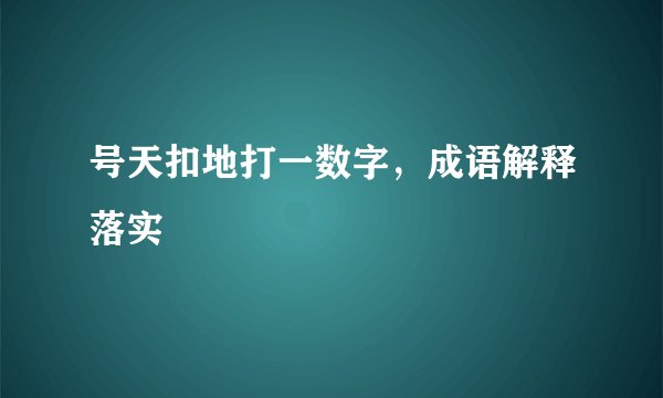 号天扣地打一数字，成语解释落实