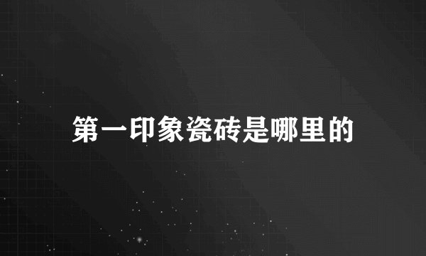 第一印象瓷砖是哪里的