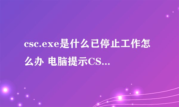 csc.exe是什么已停止工作怎么办 电脑提示CSC.EXE应用程序错误解
