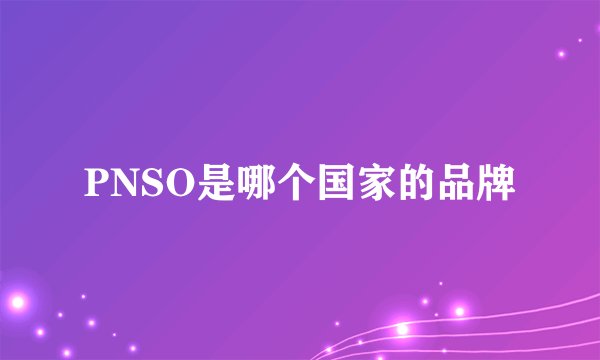 PNSO是哪个国家的品牌