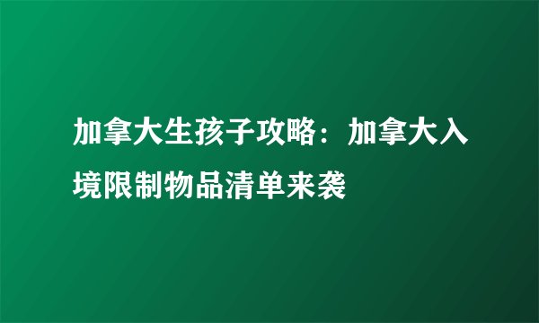 加拿大生孩子攻略:加拿大入境限制物品清单来袭