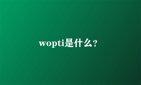 wopti是什么？
