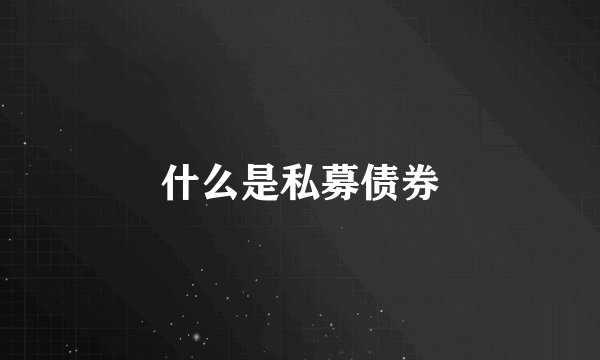 什么是私募债券