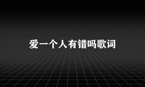 爱一个人有错吗歌词