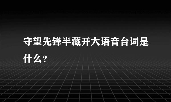 守望先锋半藏开大语音台词是什么？