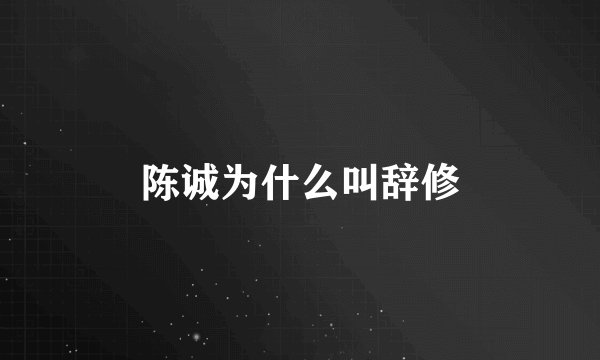 陈诚为什么叫辞修