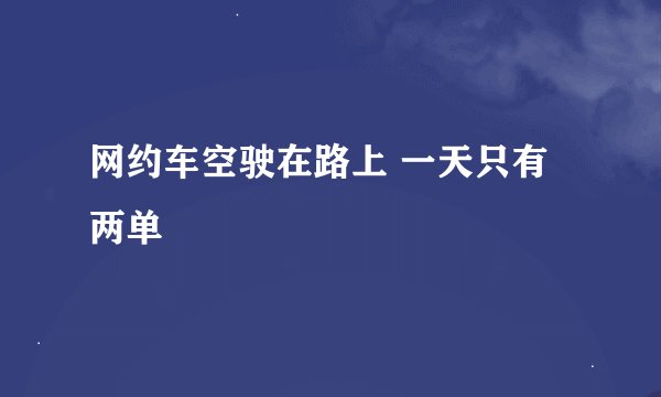 网约车空驶在路上 一天只有两单