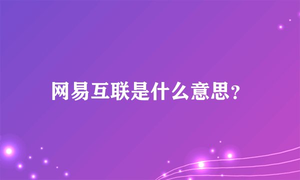 网易互联是什么意思？