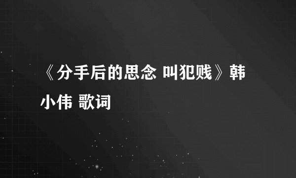 《分手后的思念 叫犯贱》韩小伟 歌词