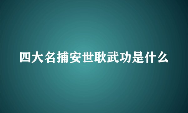 四大名捕安世耿武功是什么