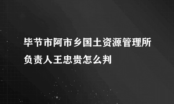 毕节市阿市乡国土资源管理所负责人王忠贵怎么判