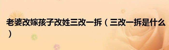 老婆改嫁孩子改姓三改一拆三改一拆是什么