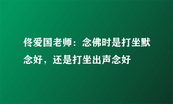 佟爱国老师：念佛时是打坐默念好，还是打坐出声念好