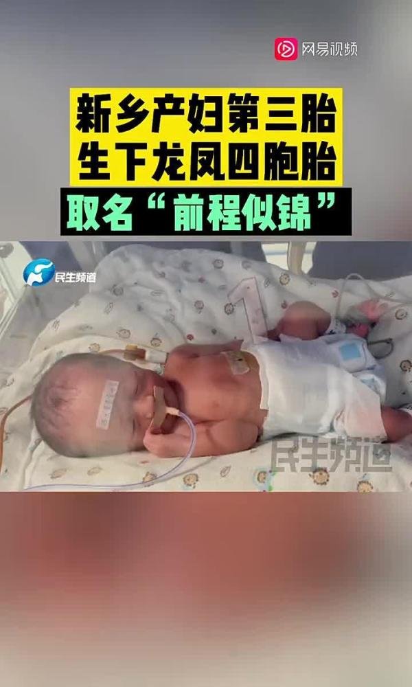 新乡一产妇第三胎生下龙凤四胞胎