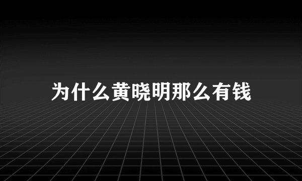 为什么黄晓明那么有钱