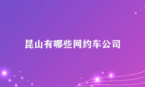 昆山有哪些网约车公司