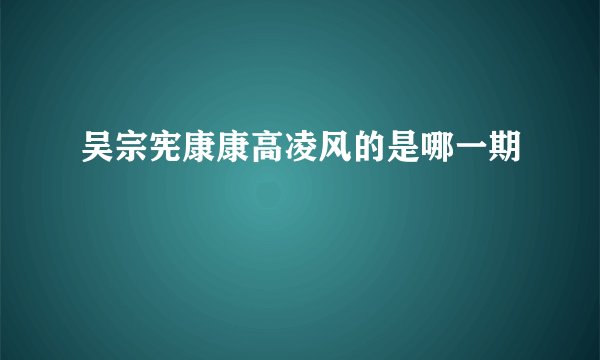 吴宗宪康康高凌风的是哪一期