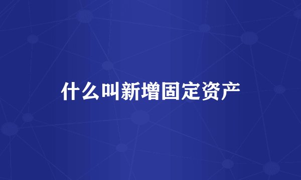 什么叫新增固定资产