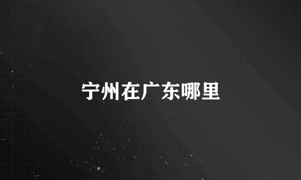 宁州在广东哪里
