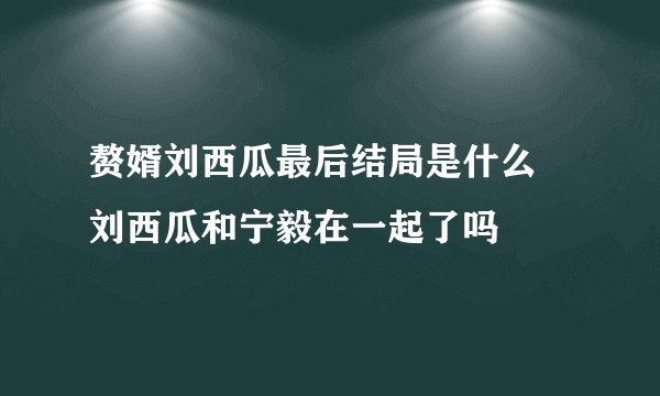赘婿刘西瓜最后结局是什么 刘西瓜和宁毅在一起了吗