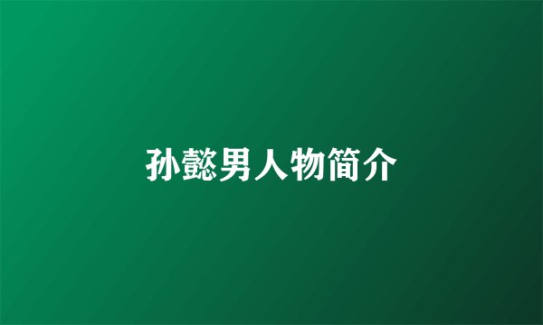 孙懿男人物简介
