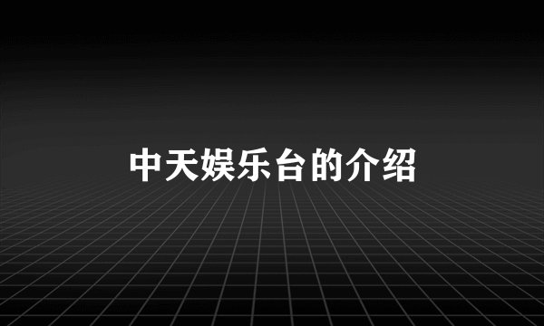 中天娱乐台的介绍