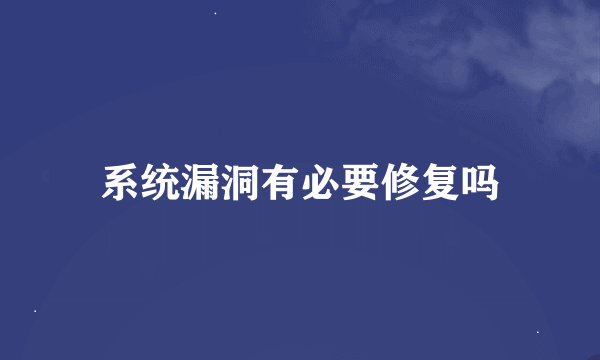 系统漏洞有必要修复吗