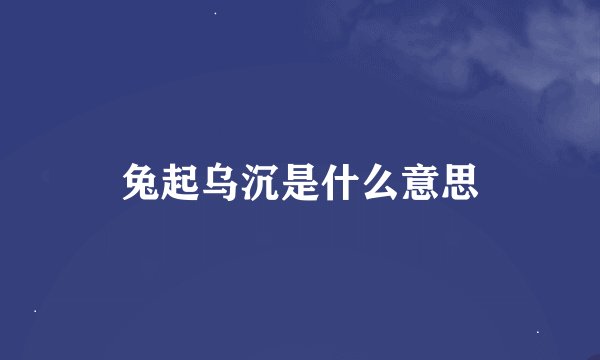 兔起乌沉是什么意思