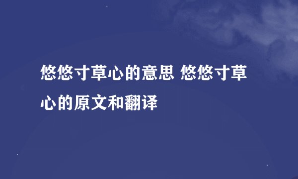 悠悠寸草心的意思 悠悠寸草心的原文和翻译