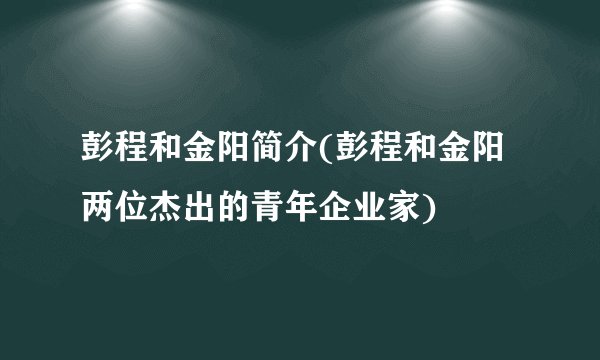 彭程和金阳简介(彭程和金阳两位杰出的青年企业家)