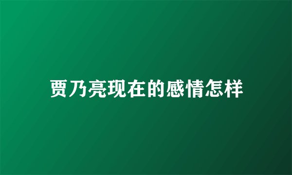 贾乃亮现在的感情怎样