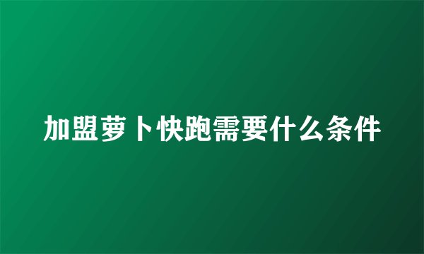 加盟萝卜快跑需要什么条件