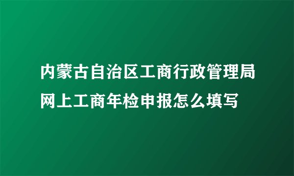 内蒙古自治区工商行政管理局网上工商年检申报怎么填写