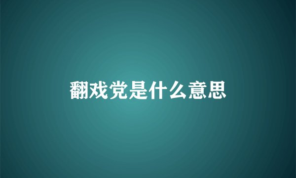 翻戏党是什么意思