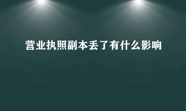 营业执照副本丢了有什么影响